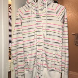 Striped Zip-up button down hoodie